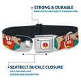 Load image into Gallery viewer, Looney Tunes Logo Full Color White Seatbelt Buckle Collar - Yosemite Sam Poses Turquoise

