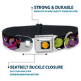 Load image into Gallery viewer, Looney Tunes Basketball Full Color Black Seatbelt Buckle Collar - Space Jam MONSTARS 5-Player Group Pose/Basketballs Galaxy Black/White
