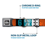 Space Jam 2 TUNE SQUAD Logo Full Color Black/White Seatbelt Buckle Collar - SPACE JAM Number 6 Blocks Black/Turquoise/White/Red