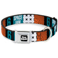 Load image into Gallery viewer, Space Jam 2 TUNE SQUAD Logo Full Color Black/White Seatbelt Buckle Collar - SPACE JAM Number 6 Blocks Black/Turquoise/White/Red
