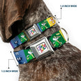 Load image into Gallery viewer, Looney Tunes THAT'S ALL FOLKS Script Full Color White/Multi Color Seatbelt Buckle Collar - Looney Tunes 6-Character Pose Pride Blocks Multi Color
