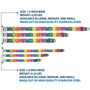 Looney Tunes THAT'S ALL FOLKS Script Full Color White/Multi Color Seatbelt Buckle Collar - Looney Tunes 6-Character Pose Pride Blocks Multi Color