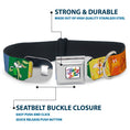 Load image into Gallery viewer, Looney Tunes THAT'S ALL FOLKS Script Full Color White/Multi Color Seatbelt Buckle Collar - Looney Tunes 6-Character Pose Pride Blocks Multi Color
