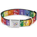 Load image into Gallery viewer, Looney Tunes THAT'S ALL FOLKS Script Full Color White/Multi Color Seatbelt Buckle Collar - Looney Tunes 6-Character Pose Pride Blocks Multi Color
