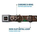 MARVEL UNIVERSE I AM GROOT!! Full Color Black Brown Seatbelt Buckle Collar - Kawaii Groot 2-Poses/Guardians Badge Browns/Green