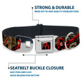 Load image into Gallery viewer, MARVEL UNIVERSE Daredevil DD Logo Full Color Black Red Seatbelt Buckle Collar - DAREDEVIL Action Poses/Comic Panels Grays/Red
