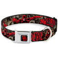 Load image into Gallery viewer, MARVEL UNIVERSE Daredevil DD Logo Full Color Black Red Seatbelt Buckle Collar - DAREDEVIL Action Poses/Comic Panels Grays/Red
