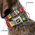 Load image into Gallery viewer, UNO Game Logo Full Color Black/Red/Yellow Seatbelt Buckle Collar - UNO Cards Lineup Stack Multi Color
