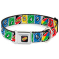 Load image into Gallery viewer, UNO Game Logo Full Color Black/Red/Yellow Seatbelt Buckle Collar - UNO Cards Lineup Stack Multi Color
