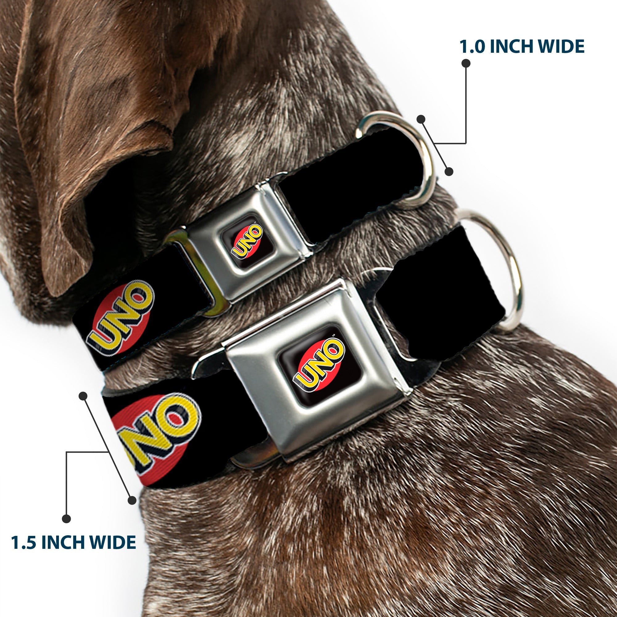 UNO Game Logo Full Color Black/Red/Yellow Seatbelt Buckle Collar - UNO Game Logo Black/Red/Yellow