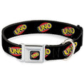 Load image into Gallery viewer, UNO Game Logo Full Color Black/Red/Yellow Seatbelt Buckle Collar - UNO Game Logo Black/Red/Yellow
