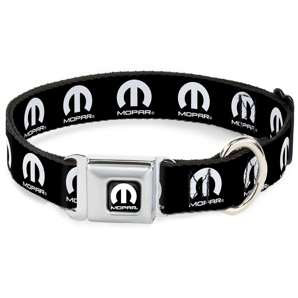 MOPAR Logo Full Color Black White Seatbelt Buckle Collar - MOPAR Logo Repeat Black/White
