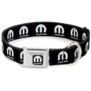 MOPAR Logo Full Color Black White Seatbelt Buckle Collar - MOPAR Logo Repeat Black/White