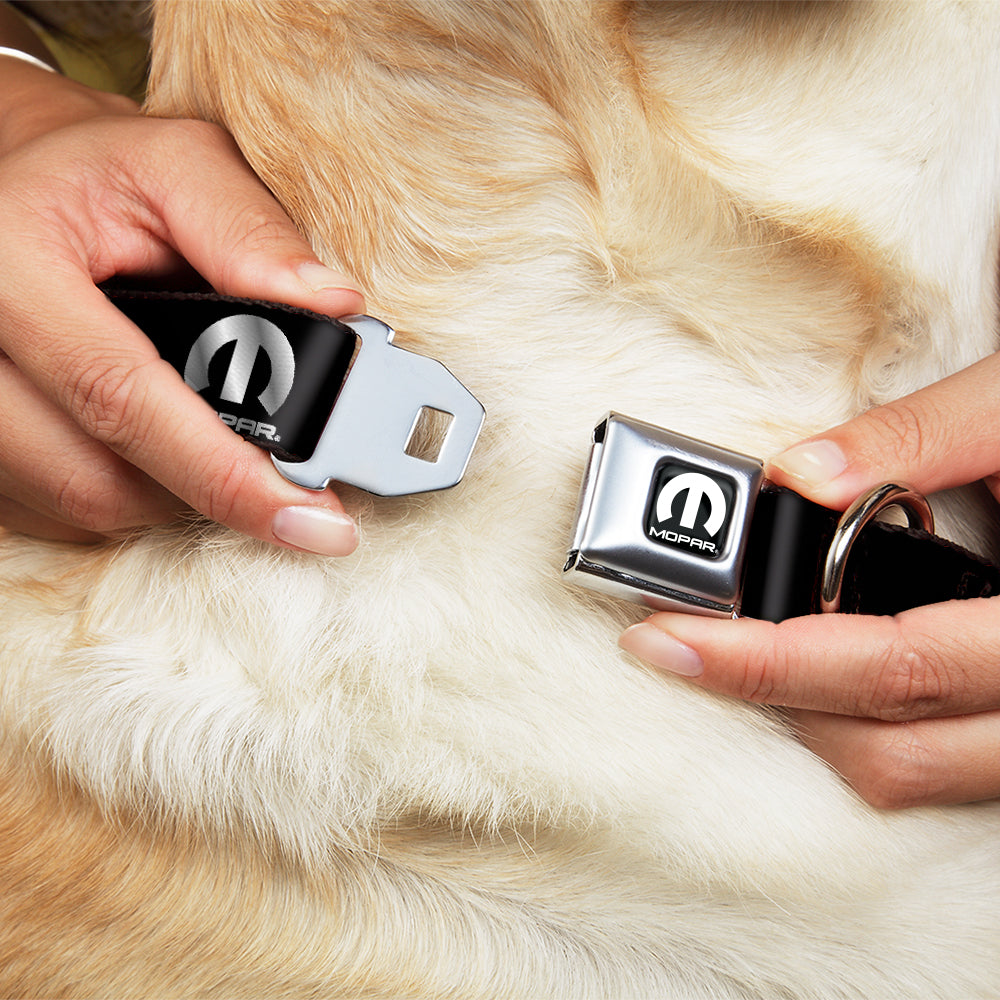 MOPAR Logo Full Color Black/White Seatbelt Buckle Collar - MOPAR Logo Repeat Black/Silver Gradient