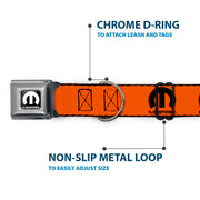 MOPAR Logo Full Color Black/White Seatbelt Buckle Collar - MOPAR Logo Repeat Orange/Black