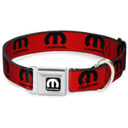 MOPAR Logo Full Color Black/White Seatbelt Buckle Collar - MOPAR Logo Repeat Red/Black