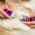 Load image into Gallery viewer, MOPAR Logo Full Color Black/White Seatbelt Buckle Collar - MOPAR Logo Repeat Hot Pink/Black
