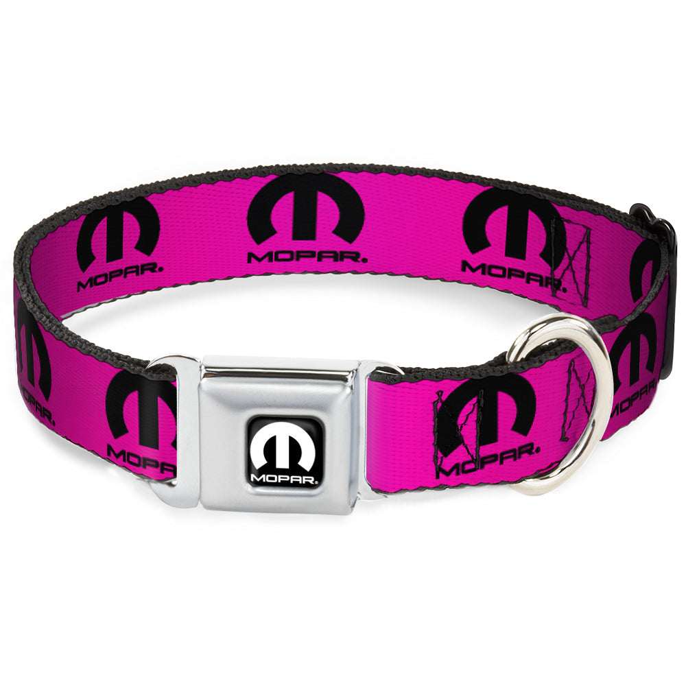 MOPAR Logo Full Color Black/White Seatbelt Buckle Collar - MOPAR Logo Repeat Hot Pink/Black