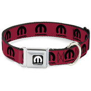 MOPAR Logo Full Color Black/White Seatbelt Buckle Collar - MOPAR Logo Repeat Fuchsia/Black