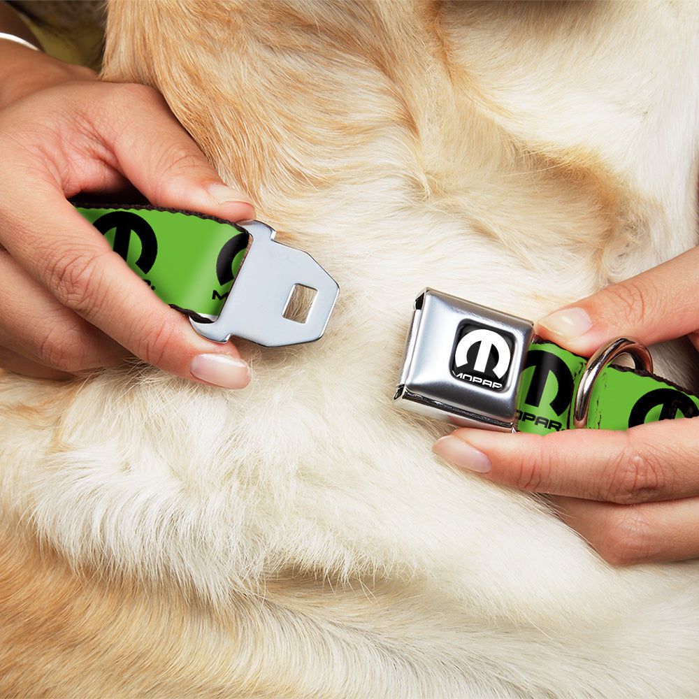 MOPAR Logo Full Color Black/White Seatbelt Buckle Collar - MOPAR Logo Repeat Green/Black