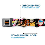 NICKELODEON Logo Full Color Black/Orange Seatbelt Buckle Collar - Nick 90's 13-Character Poses Black