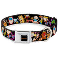 Load image into Gallery viewer, NICKELODEON Logo Full Color Black/Orange Seatbelt Buckle Collar - Nick 90's 13-Character Poses Black
