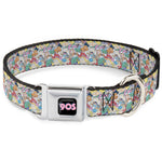 Nick 90'S Icon Black/Blue/Pink Seatbelt Buckle Collar - Nick 90's Rewind 8-Character Mash Up Collage White