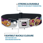 Nick 90'S Icon Black/Blue/Pink Seatbelt Buckle Collar - Nick 90's Rewind 7-Character/4-Logo Collage