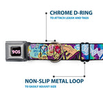 Nick 90'S Icon Black/Blue/Pink Seatbelt Buckle Collar - Nick 90's Rewind 7-Character/4-Logo Collage