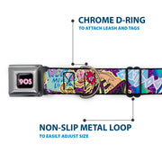Nick 90'S Icon Black/Blue/Pink Seatbelt Buckle Collar - Nick 90's Rewind 7-Character/4-Logo Collage