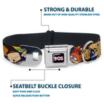 Nick 90'S Icon Full Color Black/Blue/Pink Seatbelt Buckle Collar - Nick 90's Rewind 16-Character Poses Navy Blue