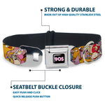 Nick 90'S Icon Black/Blue/Pink Seatbelt Buckle Collar - Nick 90's Rewind Character Mash Up Collage2 Pinks