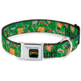 Load image into Gallery viewer, Classic TEENAGE MUTANT NINJA TURTLES Logo Seatbelt Buckle Collar - I "HEART" TMNT/Classic Turtles & Pizza Green
