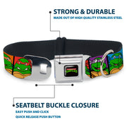 Classic TEENAGE MUTANT NINJA TURTLES Logo Seatbelt Buckle Collar - Classic Teenage Mutant Ninja Turtles Face Blocks Black/Multi Color