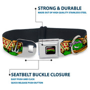 Classic TEENAGE MUTANT NINJA TURTLES Logo Seatbelt Buckle Collar - Classic Teenage Mutant Ninja Turtles Turtle Poses/Pizza Slices