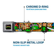 Classic TEENAGE MUTANT NINJA TURTLES Logo Seatbelt Buckle Collar - Classic Teenage Mutant Ninja Turtles Turtle Poses/Pizza Slices