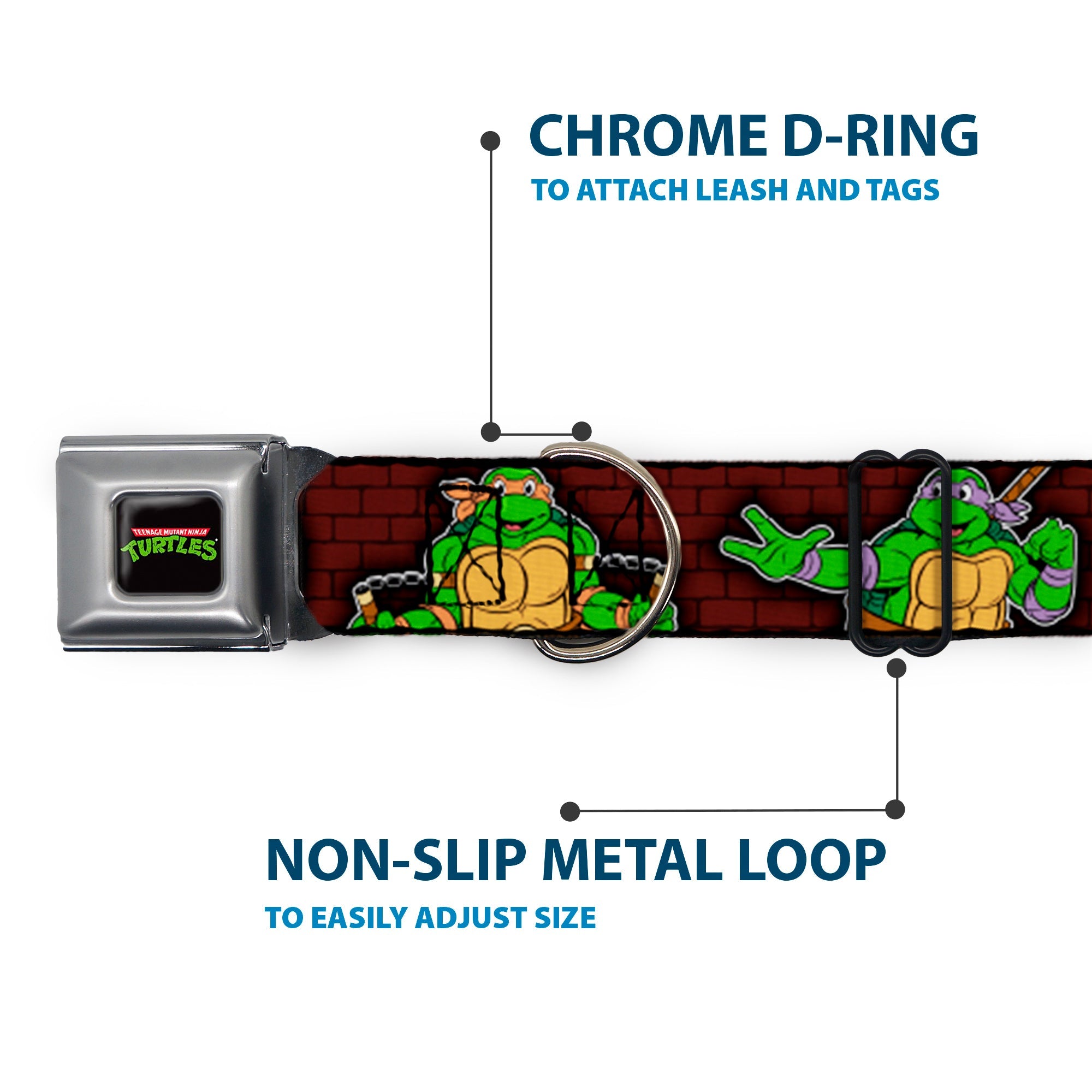 Classic TEENAGE MUTANT NINJA TURTLES Logo Seatbelt Buckle Collar - Classic TEENAGE MUTANT NINJA TURTLES Battle Poses/Group Pose7
