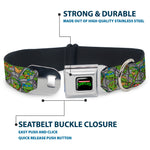 Classic TEENAGE MUTANT NINJA TURTLES Logo Seatbelt Buckle Collar - Classic Teenage Mutant Ninja Turtles Expression & Pose Turtle Shell Collage Lavender