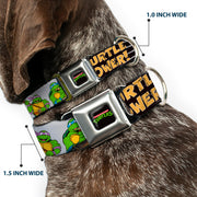Classic TEENAGE MUTANT NINJA TURTLES Logo Seatbelt Buckle Collar - Classic Teenage Mutant Ninja Turtles Group Pose/TURTLE POWER!