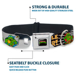 Classic TEENAGE MUTANT NINJA TURTLES Logo Seatbelt Buckle Collar - Classic Teenage Mutant Ninja Turtles Group Pose/TURTLE POWER!
