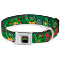 Load image into Gallery viewer, Classic TEENAGE MUTANT NINJA TURTLES Logo Seatbelt Buckle Collar - Classic Teenage Mutant Ninja Turtles Group Pose2/TMNT Green Brick Wall
