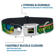 Classic TEENAGE MUTANT NINJA TURTLES Logo Seatbelt Buckle Collar - Classic TEENAGE MUTANT NINJA TURTLES Group Pose3/TMNT Logo Green/Multi Color