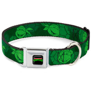 Classic TEENAGE MUTANT NINJA TURTLES Logo Seatbelt Buckle Collar - Classic Teenage Mutant Ninja Turtles Turtle Faces2 Greens