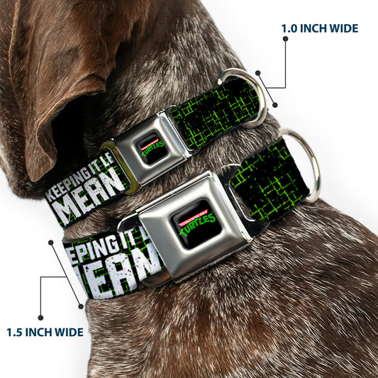 Classic TEENAGE MUTANT NINJA TURTLES Logo Seatbelt Buckle Collar - Classic TMNT Group Pose6/KEEPING IT LEAN, MEAN & GREEN Black/Green/White