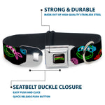 Classic TEENAGE MUTANT NINJA TURTLES Logo Seatbelt Buckle Collar - Classic Teenage Mutant Ninja Turtles Electric Expressions/Turtle Shells Black/Multi Neon