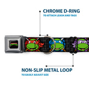Classic TEENAGE MUTANT NINJA TURTLES Logo Seatbelt Buckle Collar - Classic Teenage Mutant Ninja Turtles Expessions/Battle Gear Gray/Multi Color