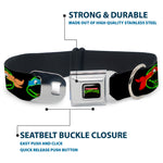 Classic TEENAGE MUTANT NINJA TURTLES Logo Seatbelt Buckle Collar - Classic Teenage Mutant Ninja Turtles Electric Expressions Black/Multi Neon