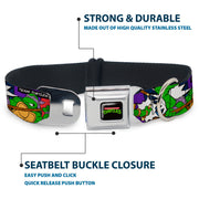 Classic TMNT Logo Seatbelt Buckle Collar - Classic Teenage Mutant Ninja Turtles Action Poses/TEAM TURTLES