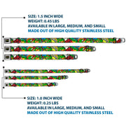 Classic TMNT Logo Full Color Seatbelt Buckle Collar - Classic Teenage Mutant Ninja Turtles Action Poses/Action Bubbles Dots Blues