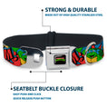 Load image into Gallery viewer, Classic TMNT Logo Full Color Seatbelt Buckle Collar - Classic Teenage Mutant Ninja Turtles Action Poses/Action Bubbles Dots Blues
